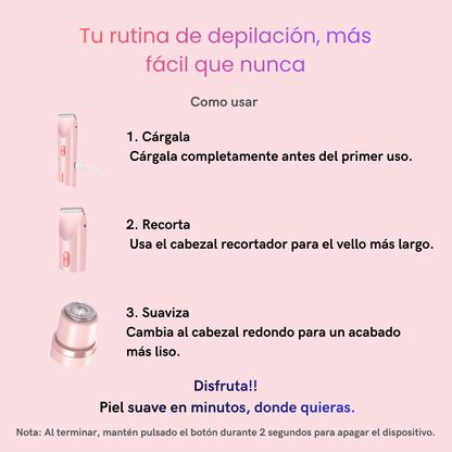 Recortadora eléctrica recargable 2 en 1 vello corporal y facial
