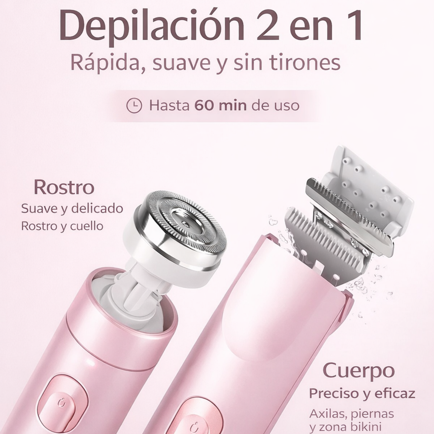Recortadora eléctrica recargable 2 en 1 vello corporal y facial
