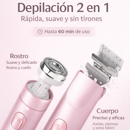 Recortadora eléctrica recargable 2 en 1 vello corporal y facial